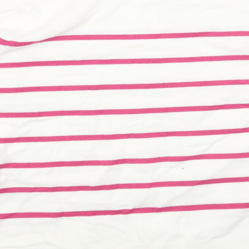 Marks and Spencer Womens White Round Neck Striped Acrylic Pullover Jumper Size 12