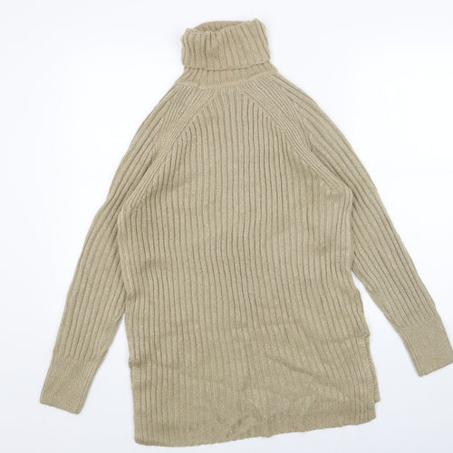 Marks and Spencer Womens Gold Roll Neck Acrylic Pullover Jumper Size S