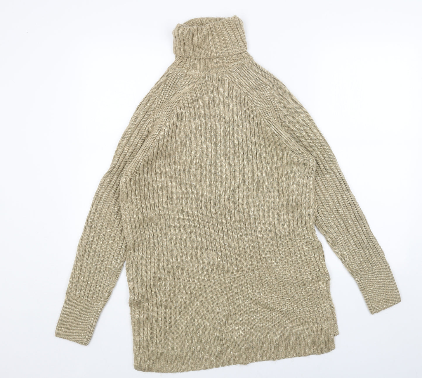 Marks and Spencer Womens Gold Roll Neck Acrylic Pullover Jumper Size S