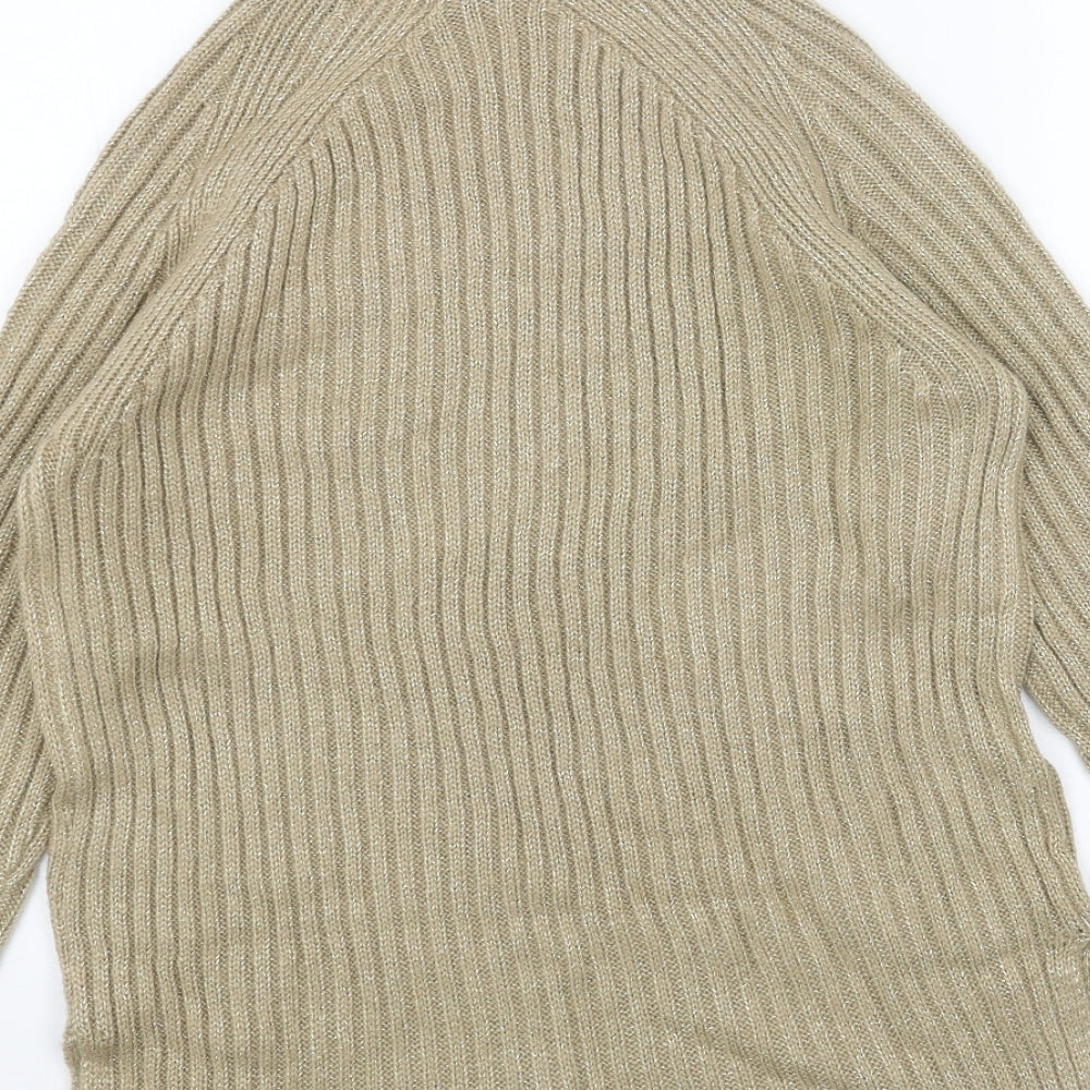 Marks and Spencer Womens Gold Roll Neck Acrylic Pullover Jumper Size S