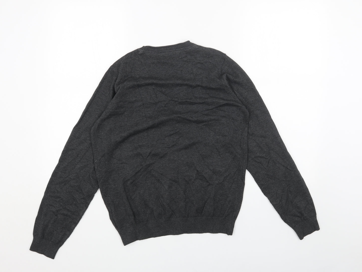 Marks and Spencer Girls Grey V-Neck Acrylic Cardigan Jumper Size 13-14 Years Button