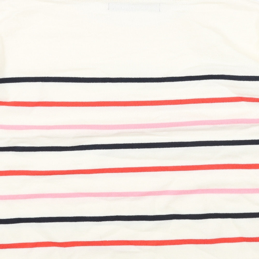 Marks and Spencer Womens Beige Scoop Neck Striped Acrylic Pullover Jumper Size 14