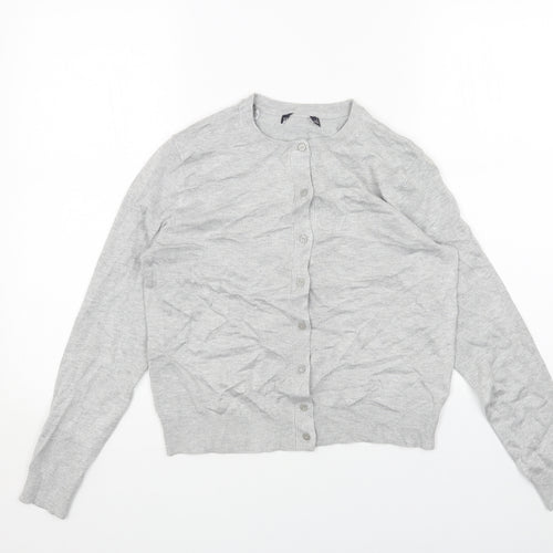 Marks and Spencer Womens Grey Round Neck Viscose Cardigan Jumper Size 12