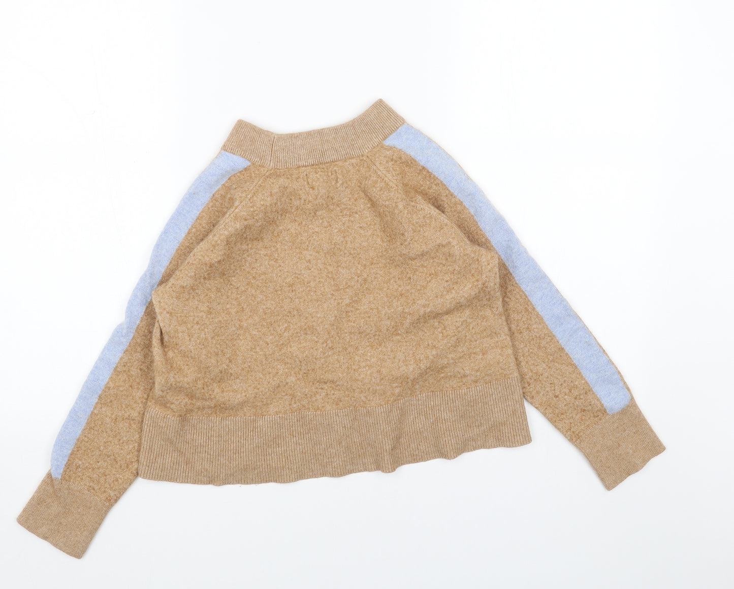 Jack Wills Womens Beige Boat Neck Wool Pullover Jumper Size 12 - Cropped