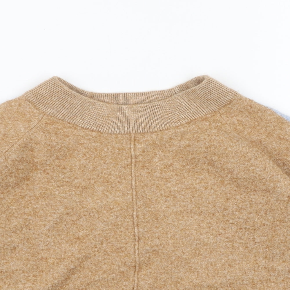 Jack Wills Womens Beige Boat Neck Wool Pullover Jumper Size 12 - Cropped