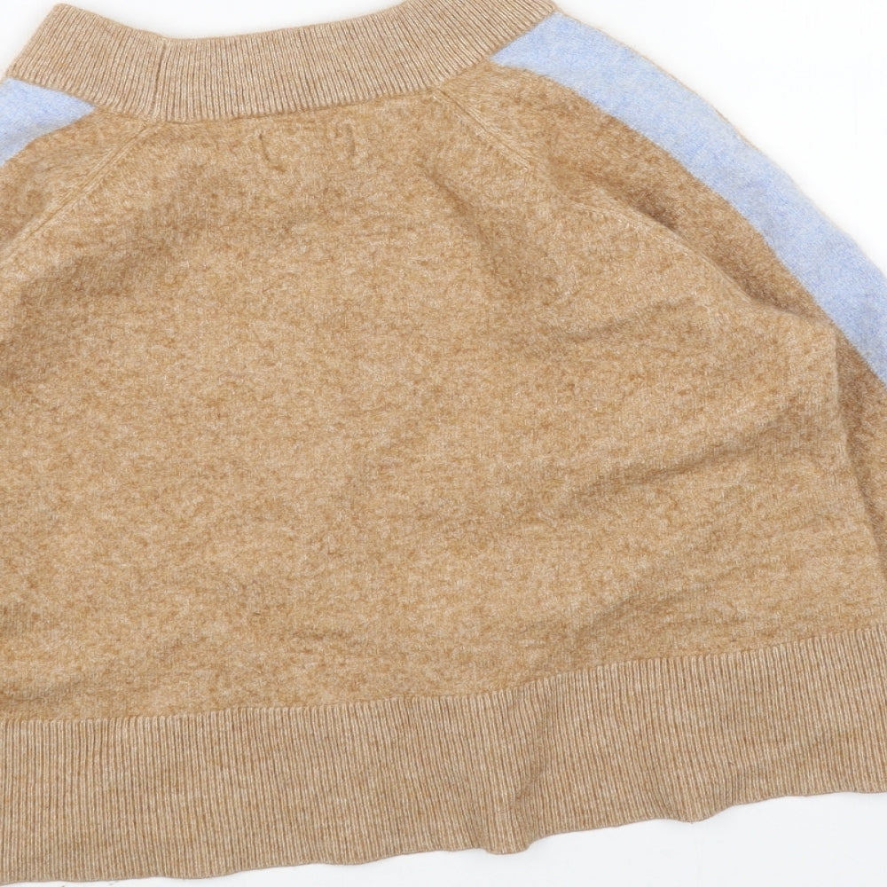 Jack Wills Womens Beige Boat Neck Wool Pullover Jumper Size 12 - Cropped