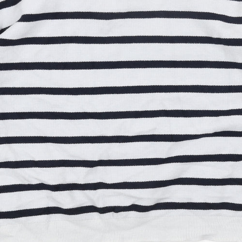 Marks and Spencer Womens Blue Round Neck Striped Acrylic Pullover Jumper Size M