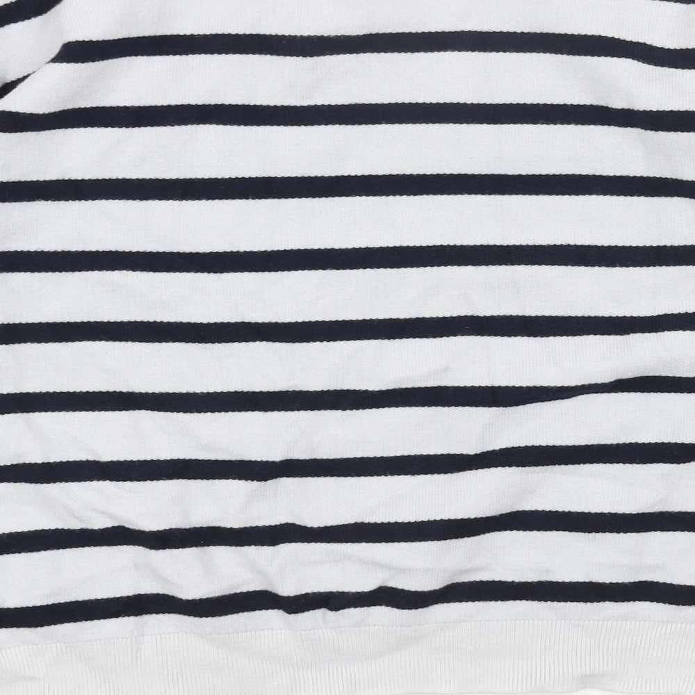 Marks and Spencer Womens Blue Round Neck Striped Acrylic Pullover Jumper Size M