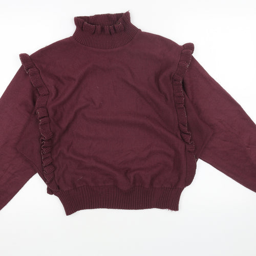 Preworn Womens Red High Neck Acrylic Pullover Jumper Size 14