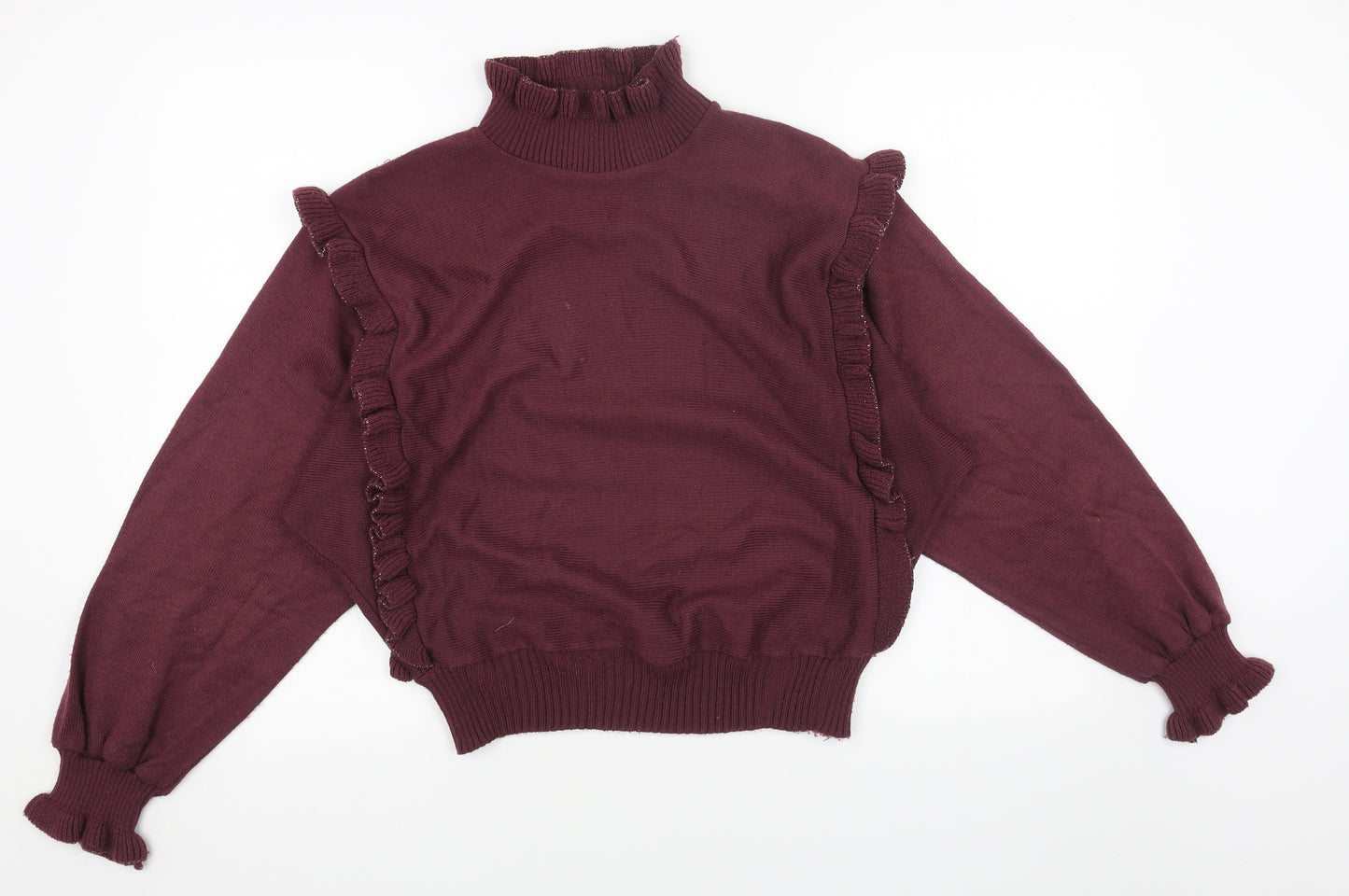 Preworn Womens Red High Neck Acrylic Pullover Jumper Size 14