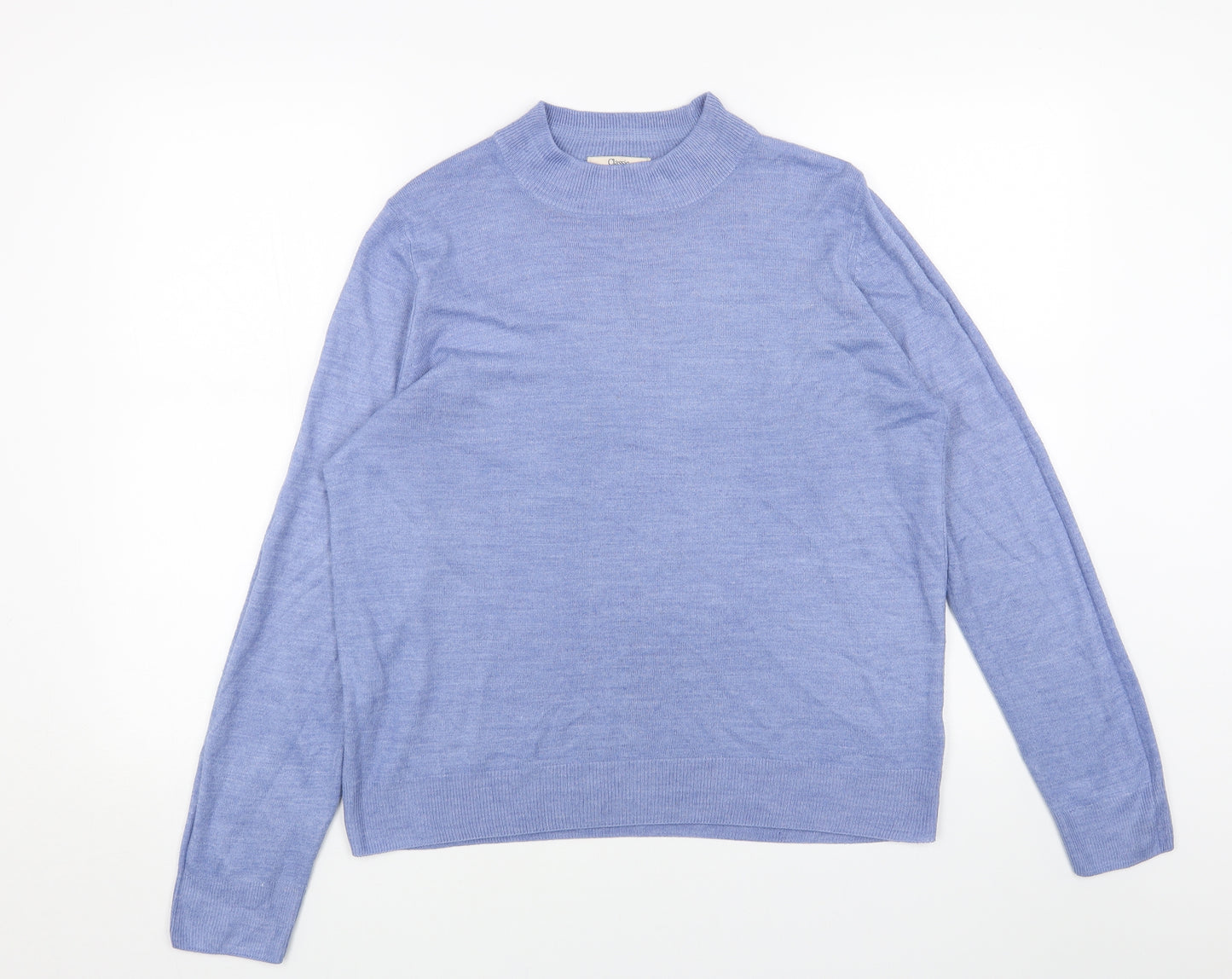 Marks and Spencer Womens Blue Crew Neck Acrylic Pullover Jumper Size 16