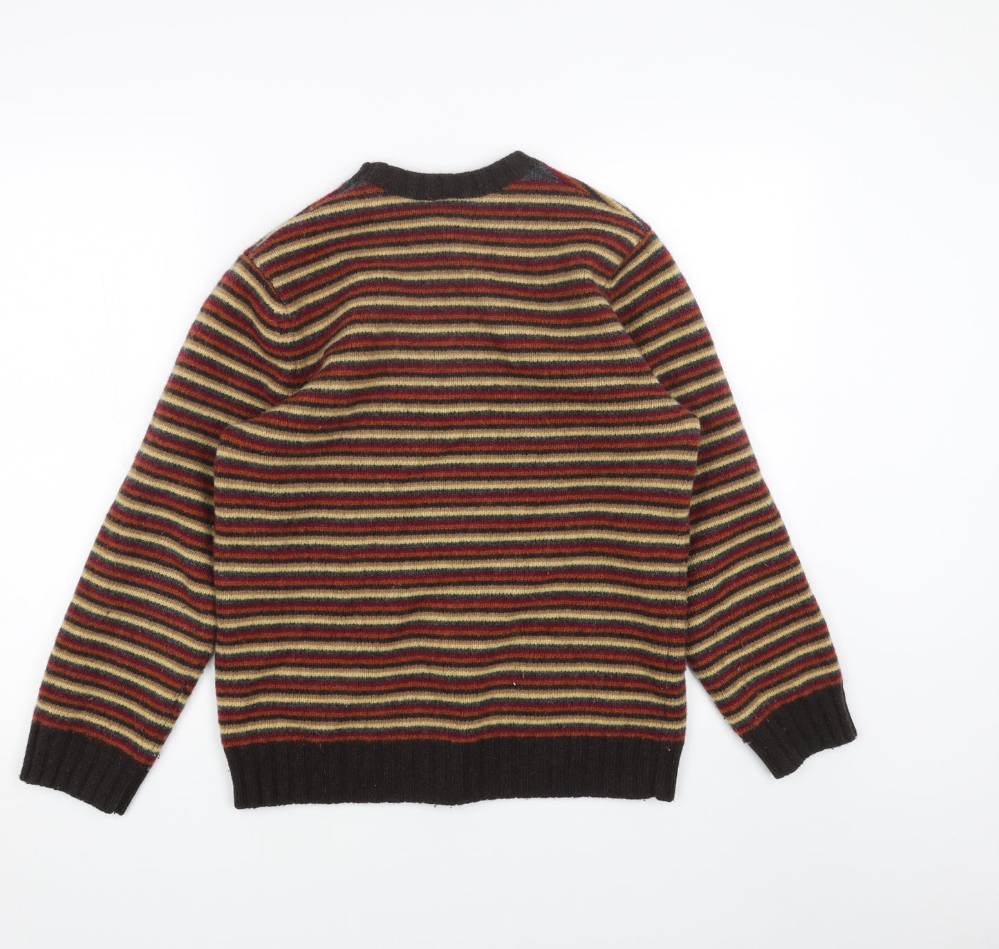 Gap Womens Orange Round Neck Striped Wool Pullover Jumper Size M