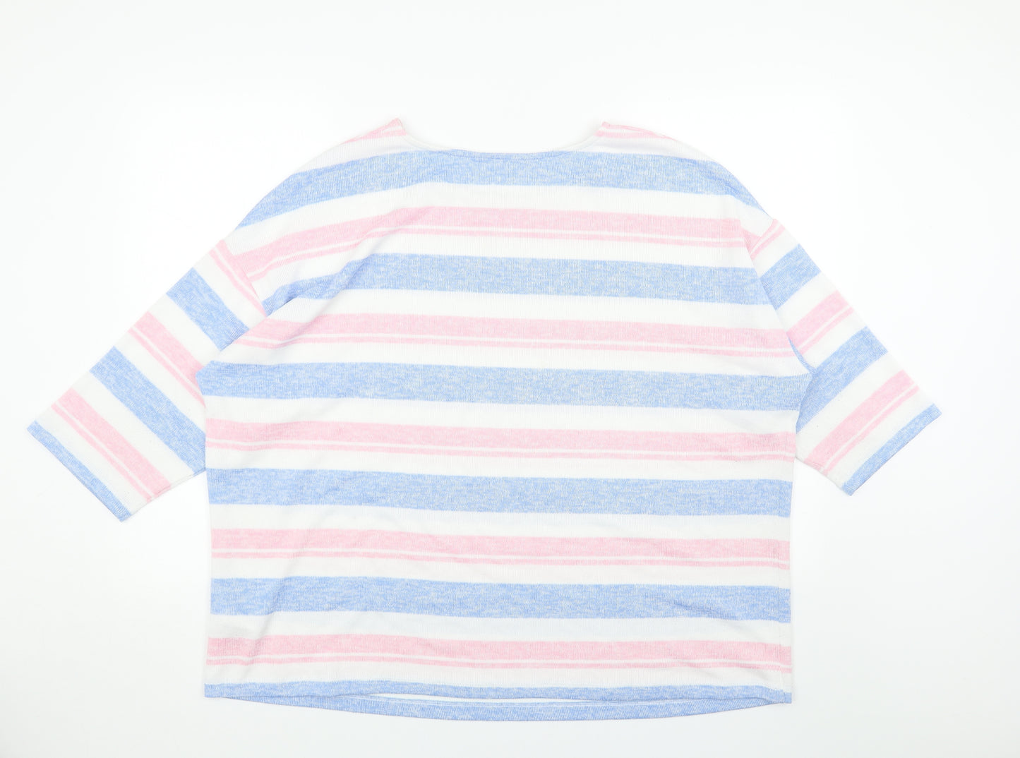 TU Womens Pink Round Neck Striped Polyester Pullover Jumper Size 24