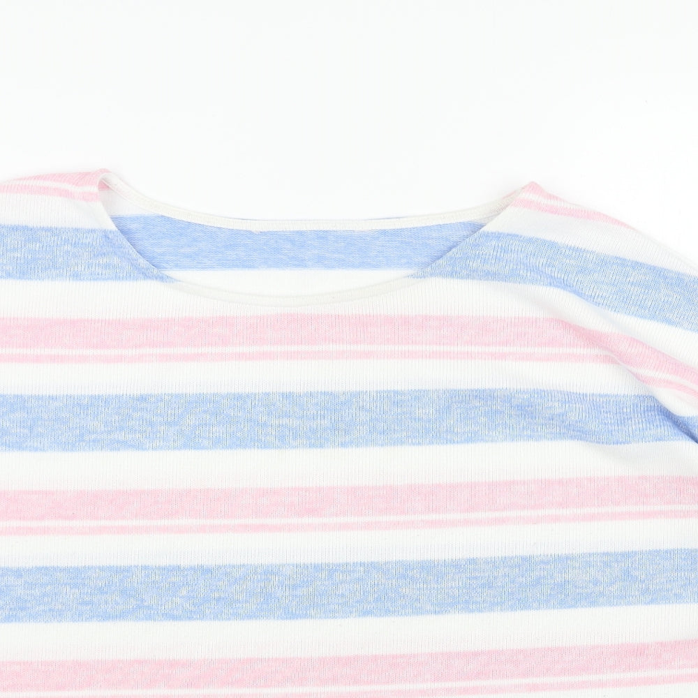 TU Womens Pink Round Neck Striped Polyester Pullover Jumper Size 24