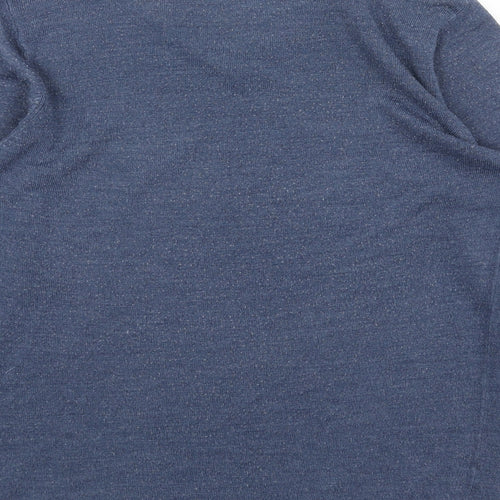 Marks and Spencer Mens Blue V-Neck Acrylic Pullover Jumper Size S