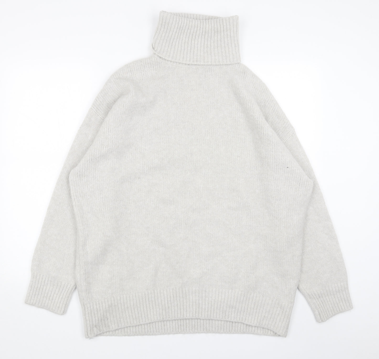 Zara Womens Grey Roll Neck Acrylic Pullover Jumper Size S