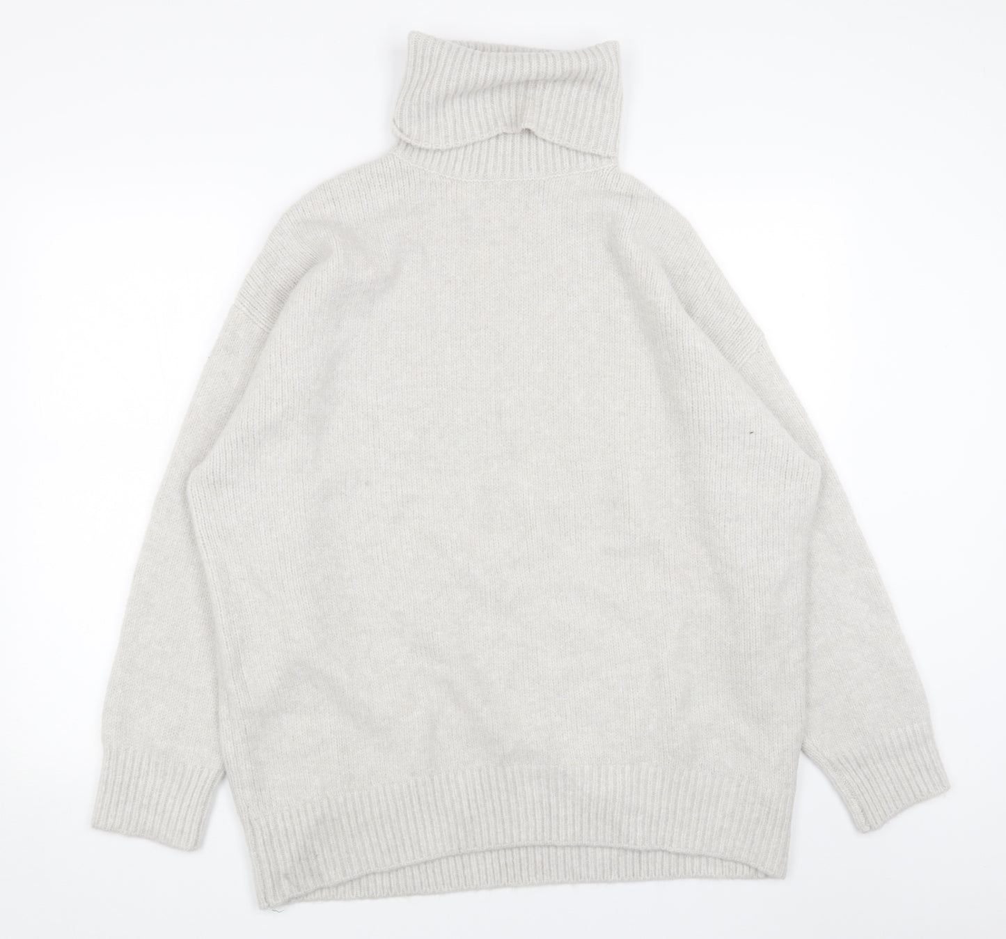 Zara Womens Grey Roll Neck Acrylic Pullover Jumper Size S