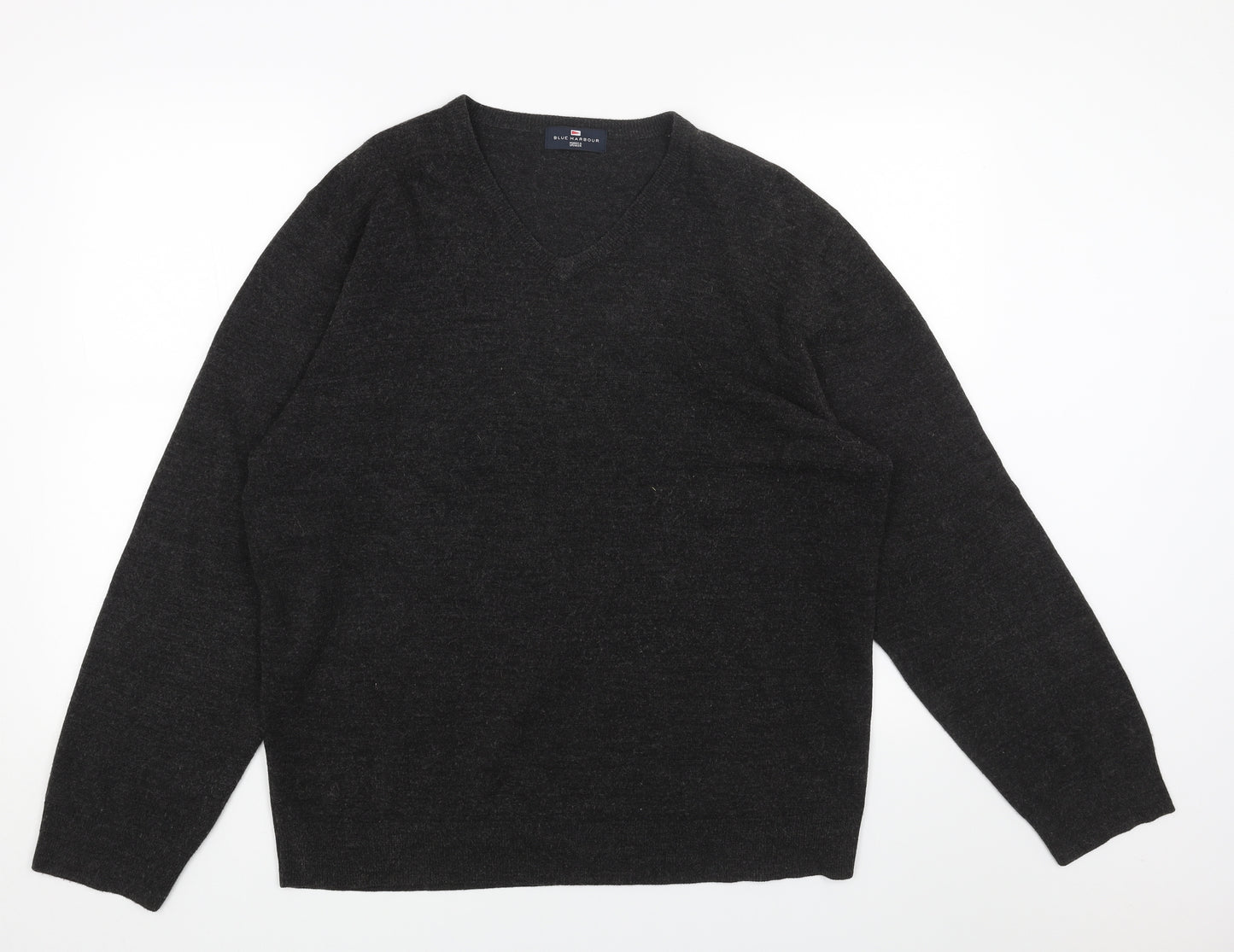 Marks and Spencer Mens Brown V-Neck Acrylic Pullover Jumper Size XL