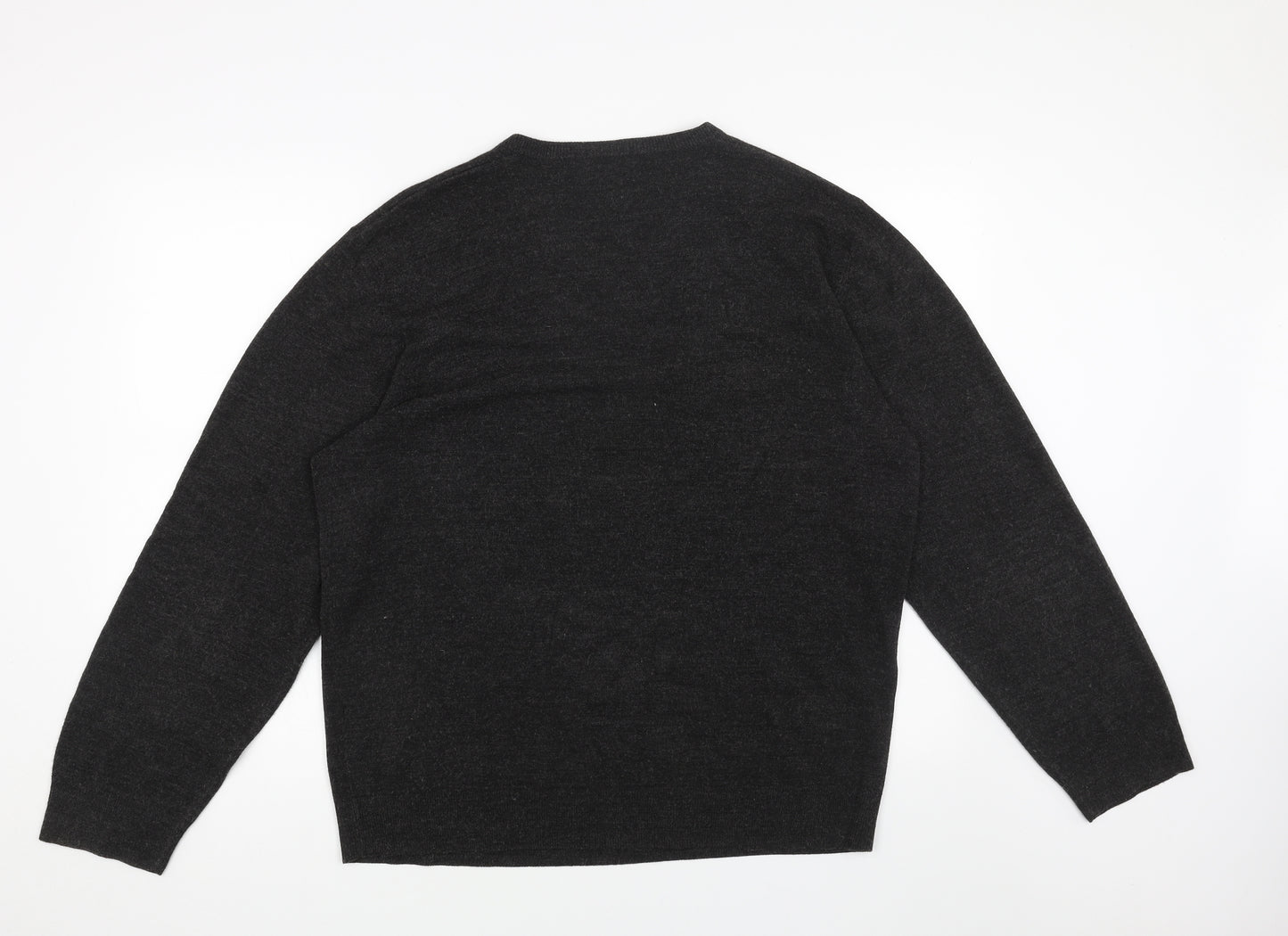 Marks and Spencer Mens Brown V-Neck Acrylic Pullover Jumper Size XL