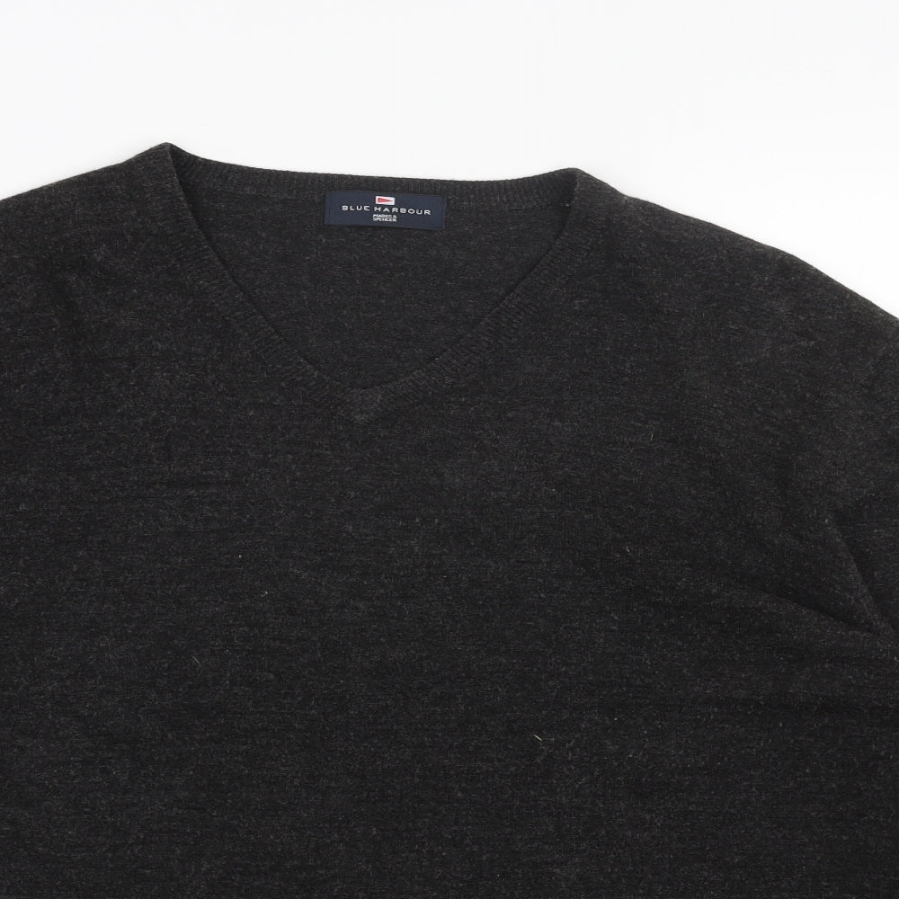 Marks and Spencer Mens Brown V-Neck Acrylic Pullover Jumper Size XL
