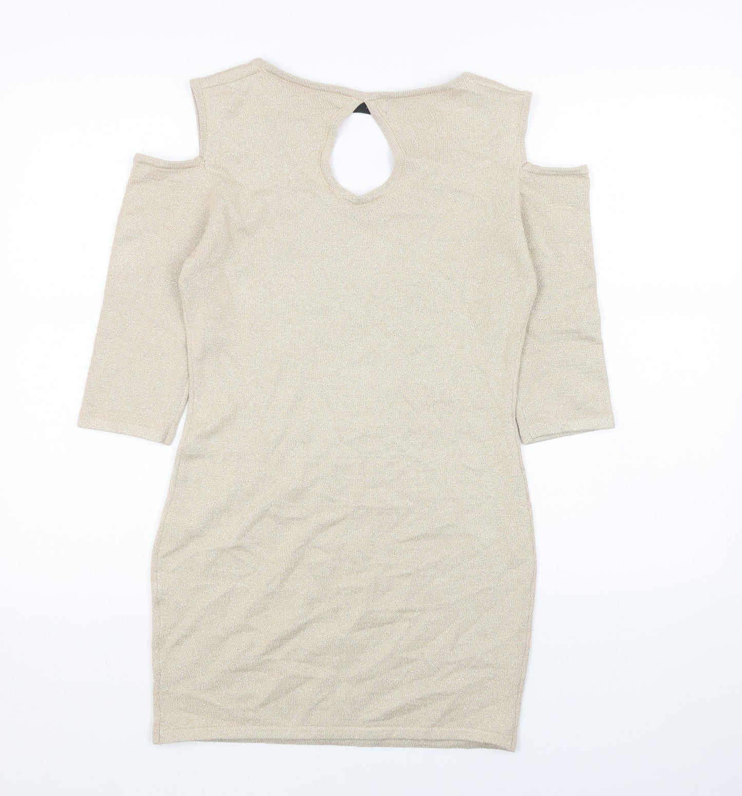 Katsumi Womens Gold Cotton Bodycon Size L Scoop Neck Pullover