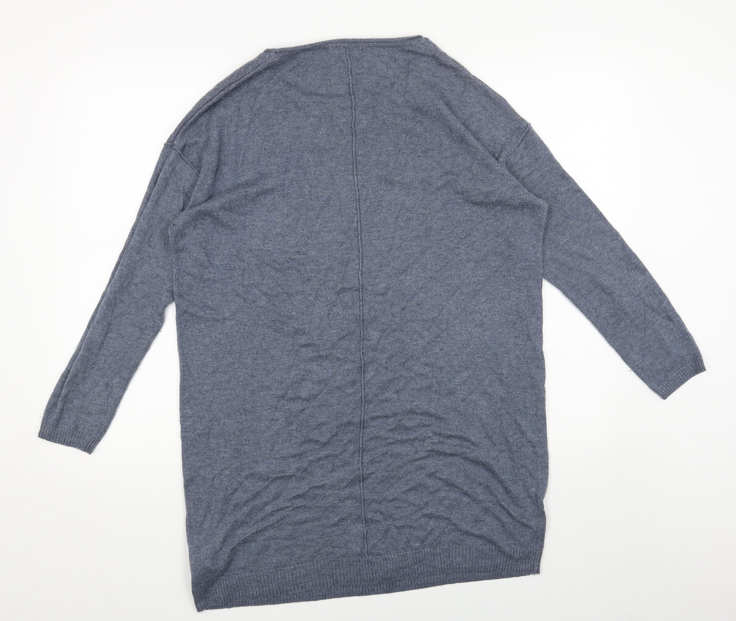 H&M Womens Blue Acrylic Jumper Dress Size M Round Neck Pullover