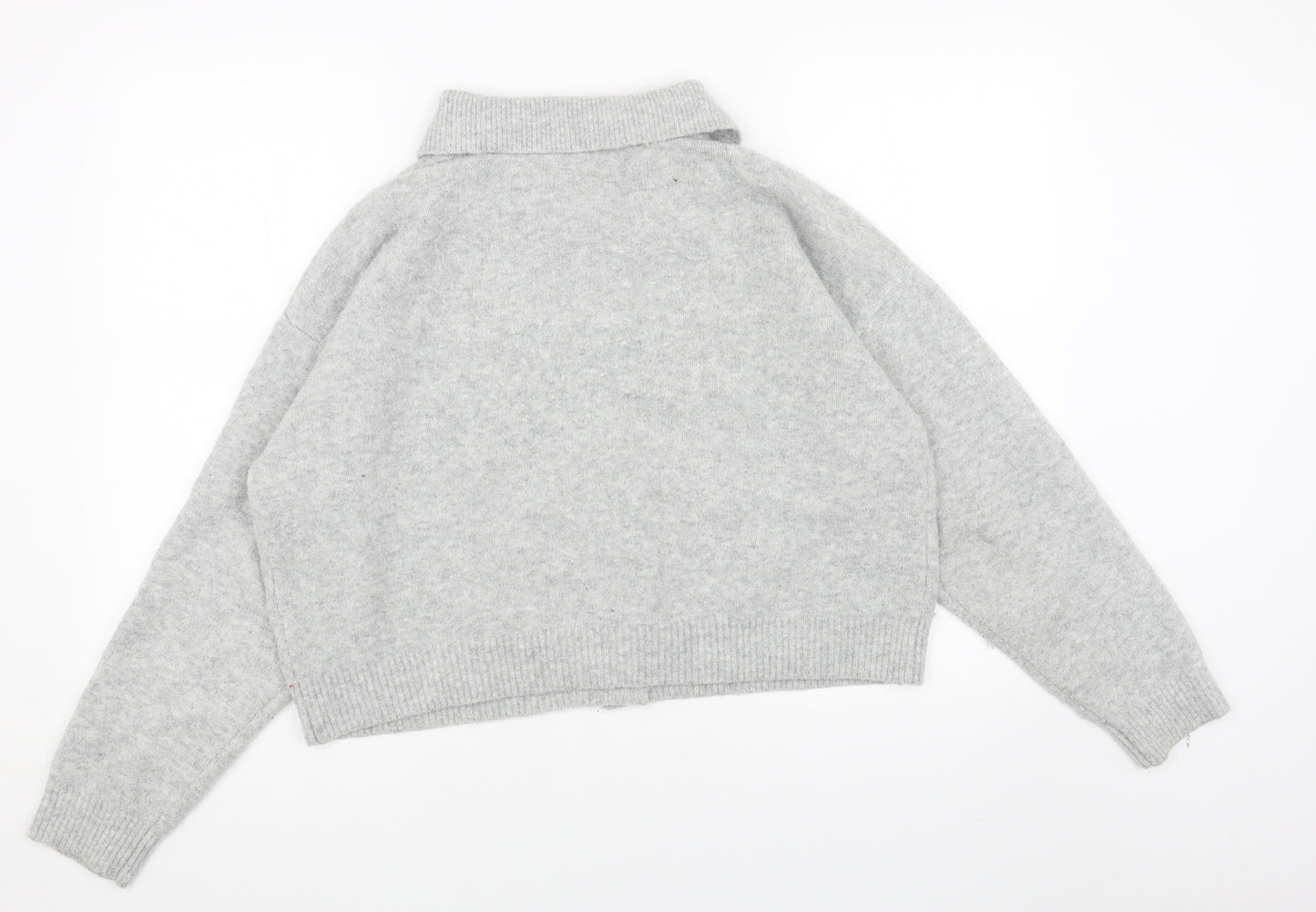TU Womens Grey Collared Polyester Cardigan Jumper Size 16