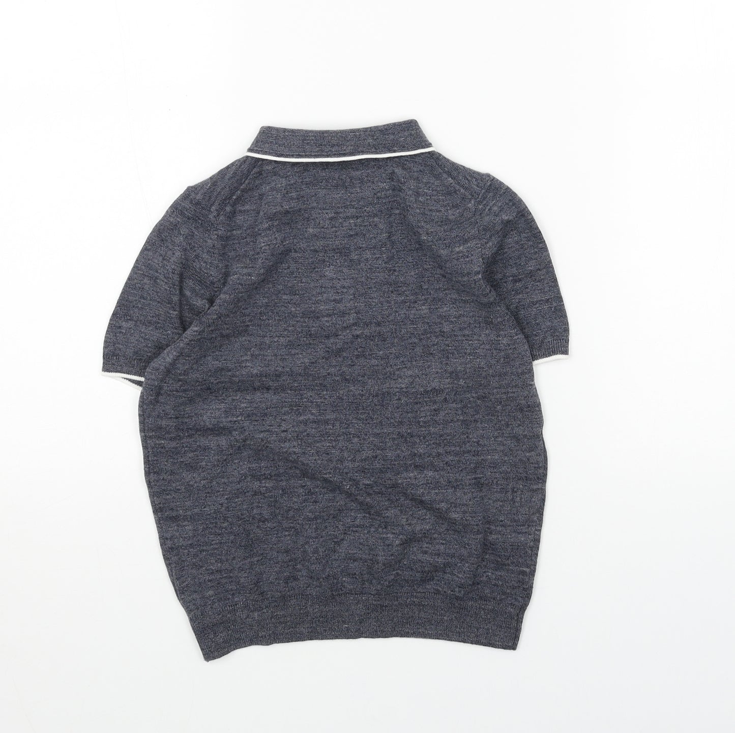 Marks and Spencer Boys Blue Cotton Basic Polo Size 6-7 Years Collared Button