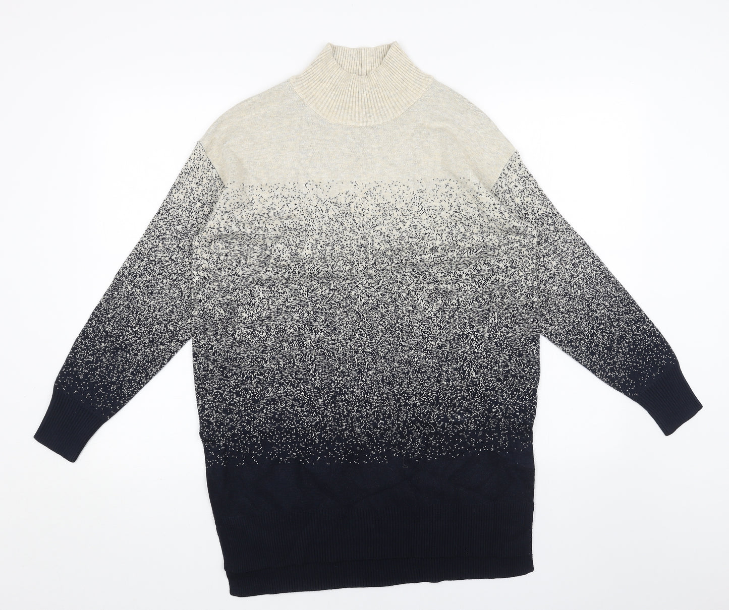 Marks and Spencer Womens Blue High Neck Viscose Pullover Jumper Size S