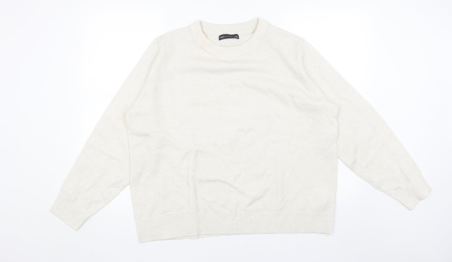 Marks and Spencer Womens Grey Round Neck Acrylic Pullover Jumper Size L