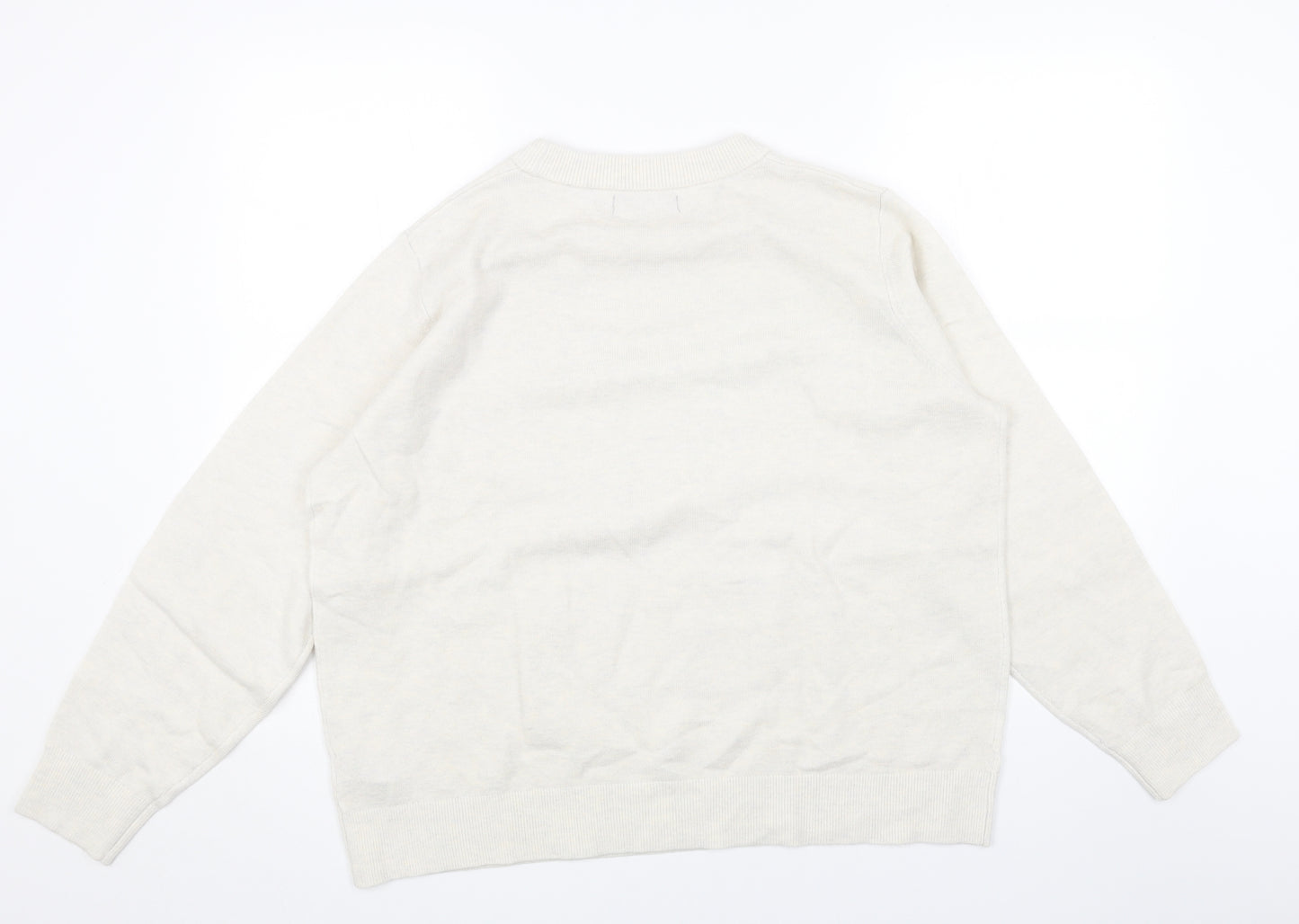 Marks and Spencer Womens Grey Round Neck Acrylic Pullover Jumper Size L