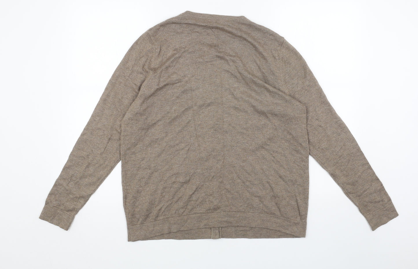 Marks and Spencer Womens Brown Round Neck Wool Cardigan Jumper Size 18