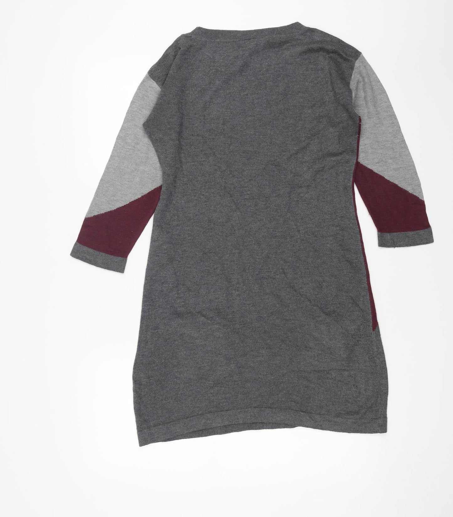 Wallis Womens Grey Geometric Acrylic Jumper Dress Size S Round Neck Pullover