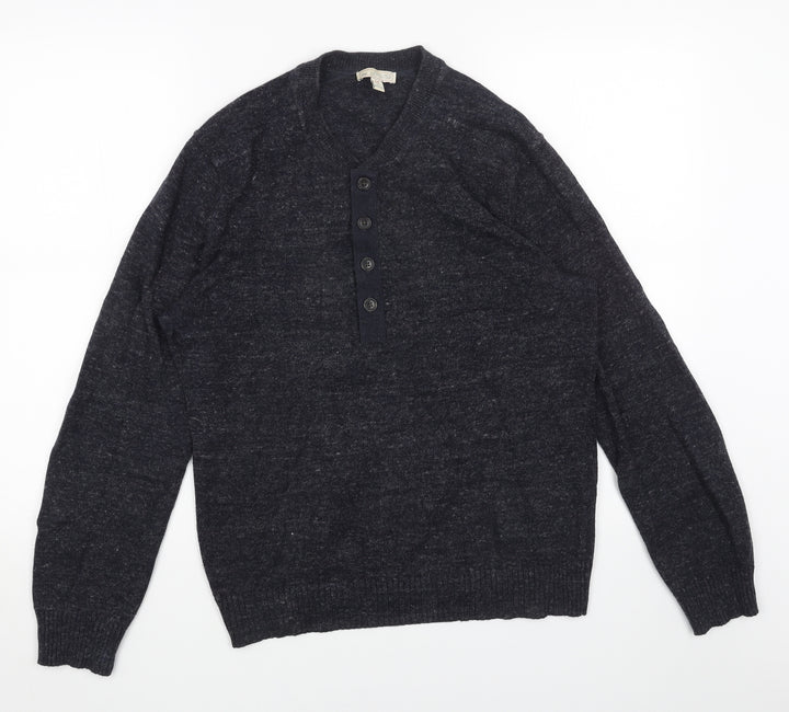 Gap Mens Blue V-Neck Cotton Pullover Jumper Size S