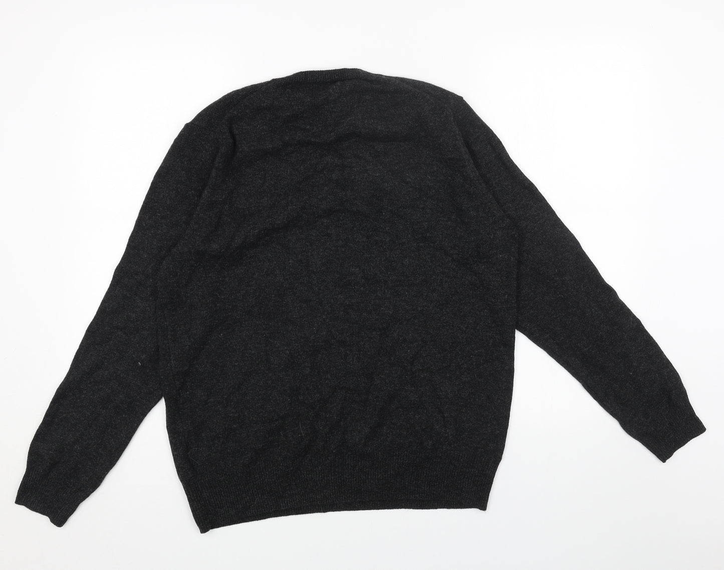 Marks and Spencer Mens Black V-Neck Wool Pullover Jumper Size L
