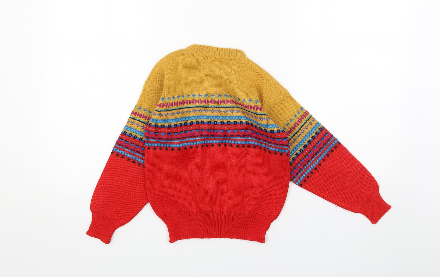 Preworn Boys Red Round Neck Acrylic Pullover Jumper Size 7-8 Years Pullover