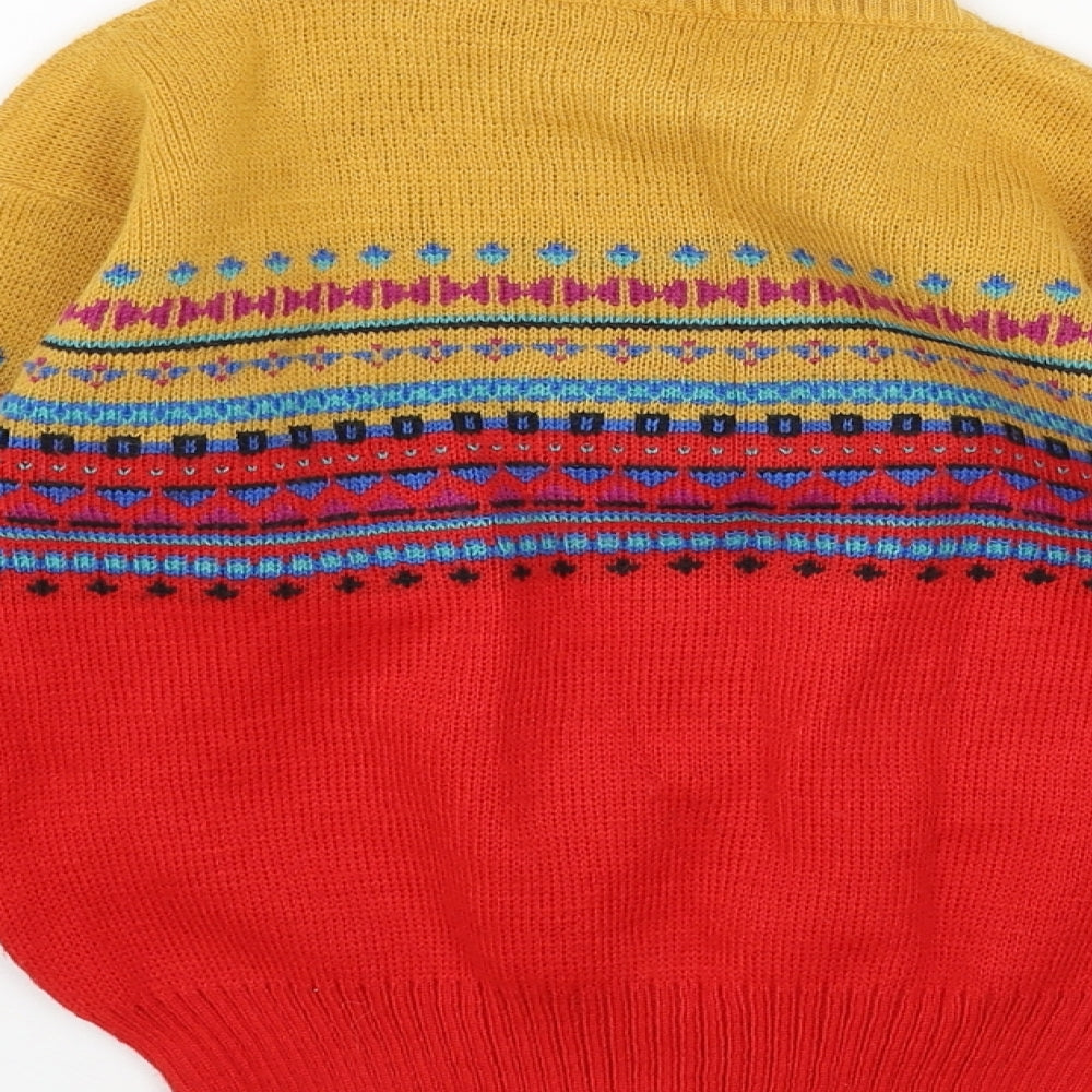 Preworn Boys Red Round Neck Acrylic Pullover Jumper Size 7-8 Years Pullover