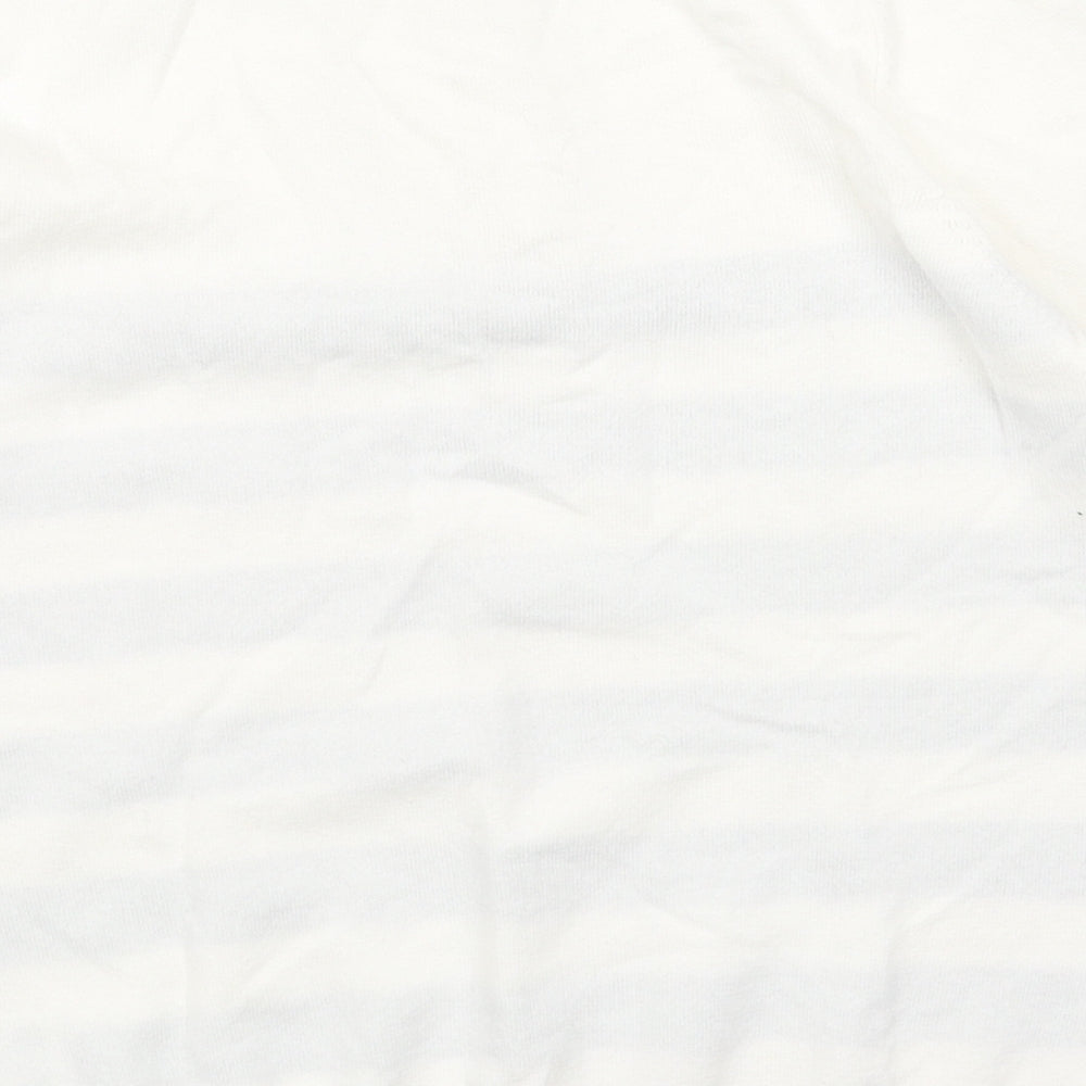 Marks and Spencer Boys White Striped Cotton Basic Polo Size 8-9 Years Collared Zip