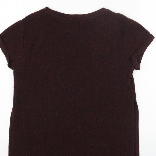 FOREVER 21 Womens Red Polyester Basic T-Shirt Size S Round Neck