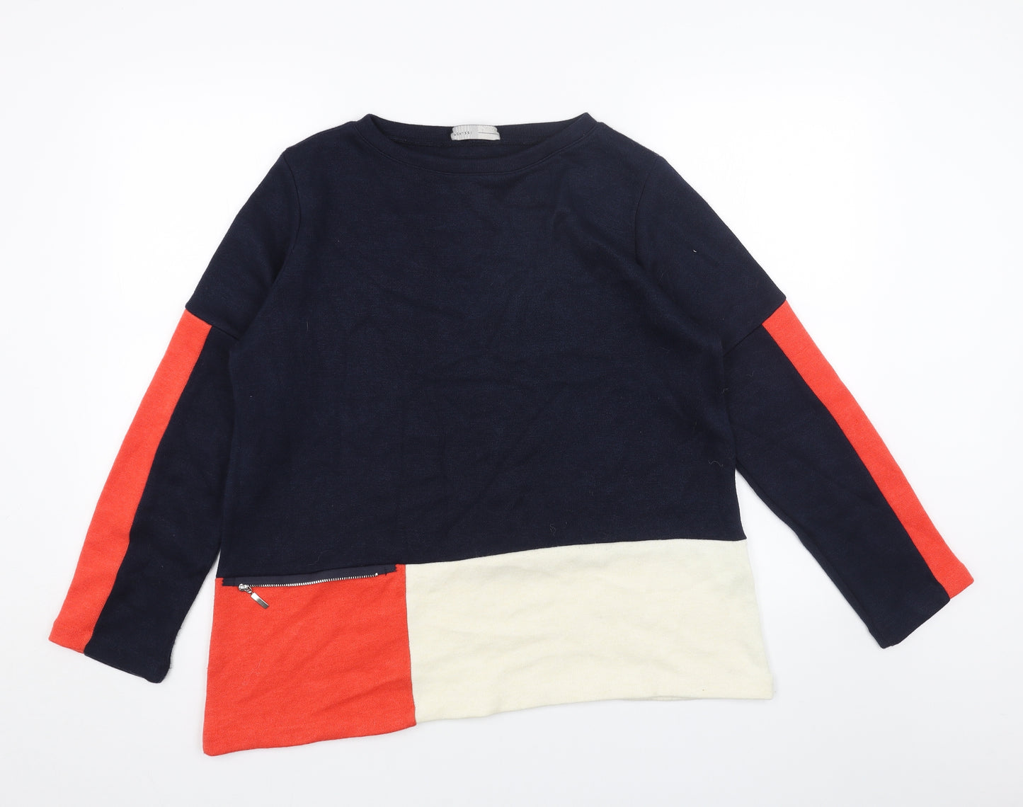 Peruzzi Womens Blue Boat Neck Viscose Pullover Jumper Size L - Colourblock