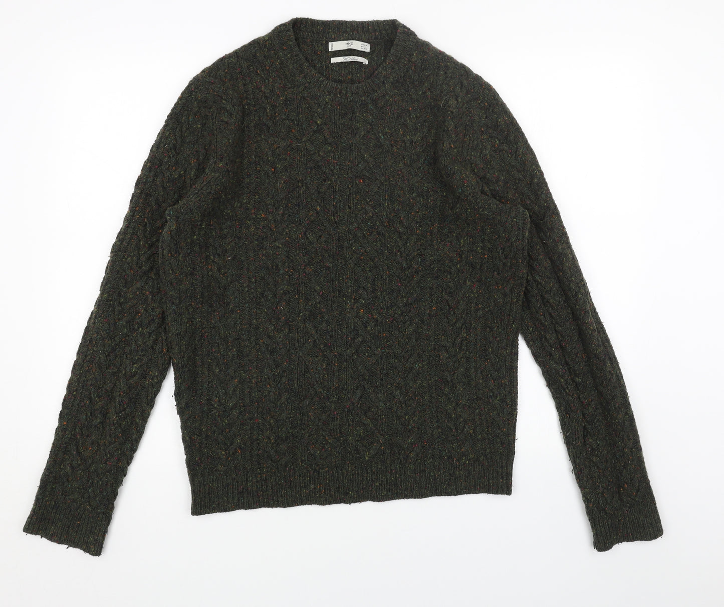 MNG Womens Green Scoop Neck Wool Pullover Jumper Size M