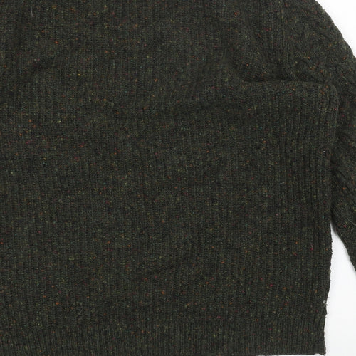 MNG Womens Green Scoop Neck Wool Pullover Jumper Size M