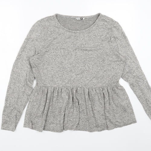 PEP&CO Womens Grey Scoop Neck Viscose Pullover Jumper Size 12 - Peplum