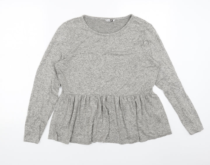 PEP&CO Womens Grey Scoop Neck Viscose Pullover Jumper Size 12 - Peplum