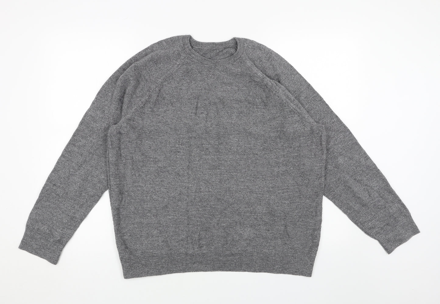 Marks and Spencer Mens Grey Round Neck Cotton Pullover Jumper Size XL