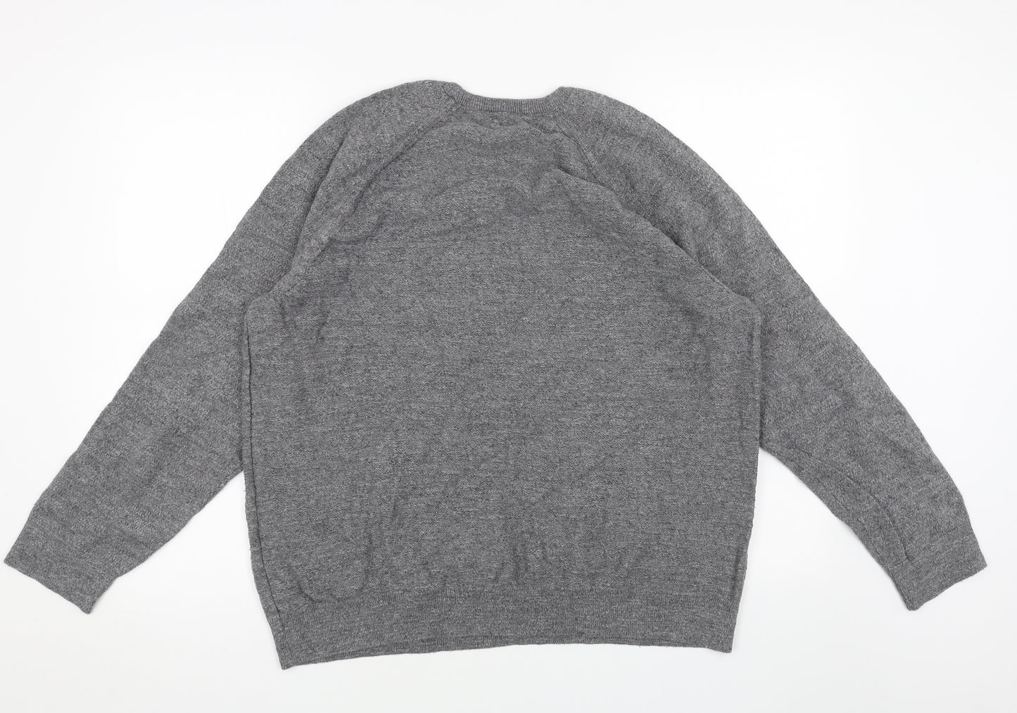 Marks and Spencer Mens Grey Round Neck Cotton Pullover Jumper Size XL