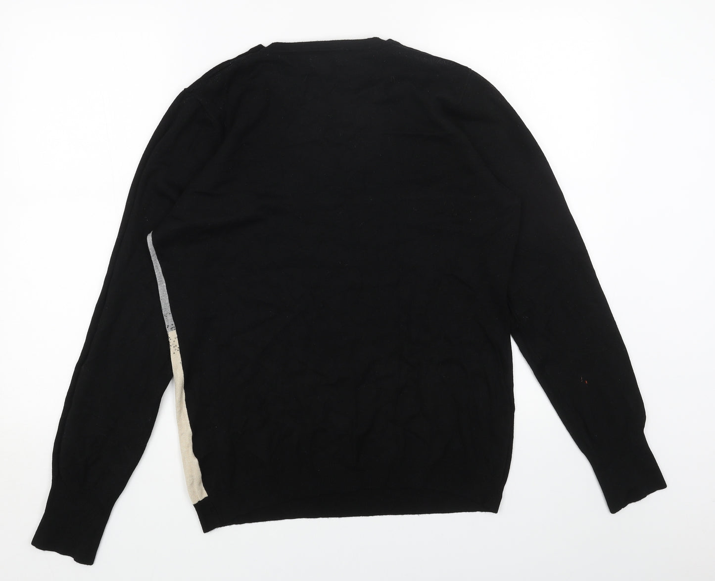 DIXIE Womens Black Scoop Neck Cotton Pullover Jumper Size L - Colourblock