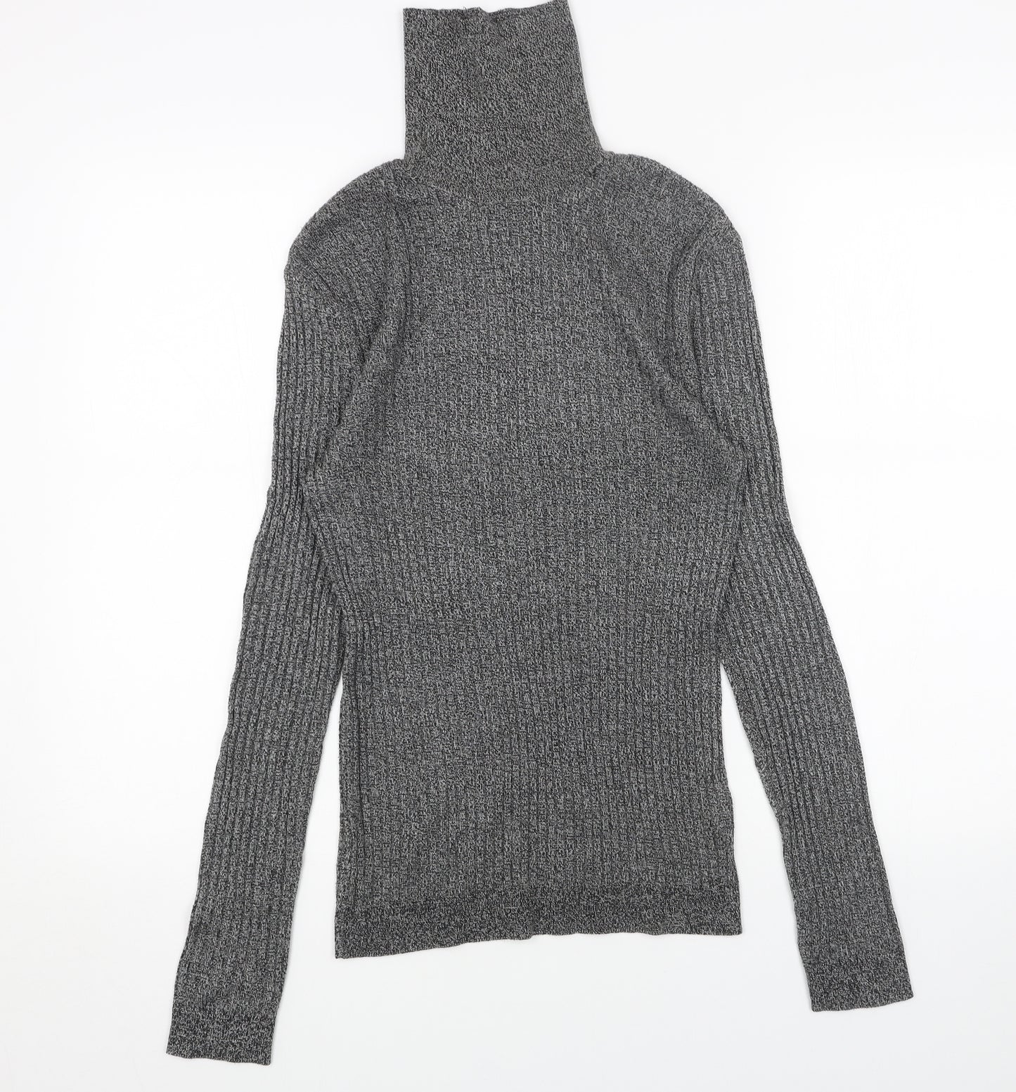 Burtons Mens Grey High Neck Cotton Pullover Jumper Size S