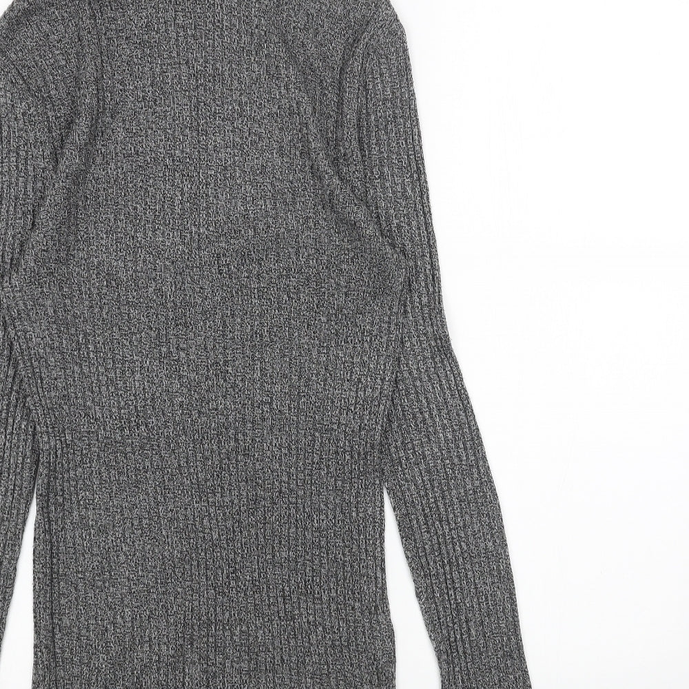 Burtons Mens Grey High Neck Cotton Pullover Jumper Size S