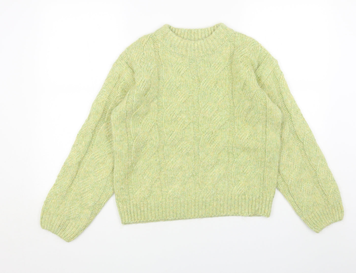 Marks and Spencer Womens Green Round Neck Acrylic Pullover Jumper Size XS
